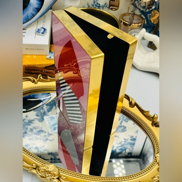 🆕 LULU GUINNESS 🧿 NWOT Olivia Multi 50:50 Stripe Lip Box Clutch Bag *FLAWED* - Picture 8 of 16